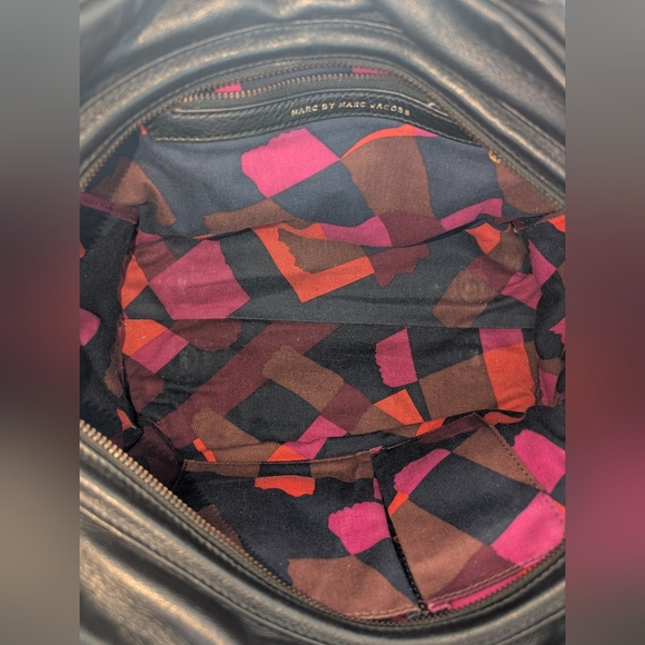 Marc by Marc Jacobs Black Leather Satchel with Drop Handles and Gold Hardware - Picture 10 of 14